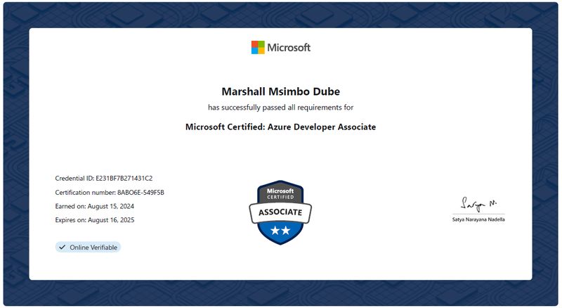 Microsoft AZ-204 Azure Developer certification